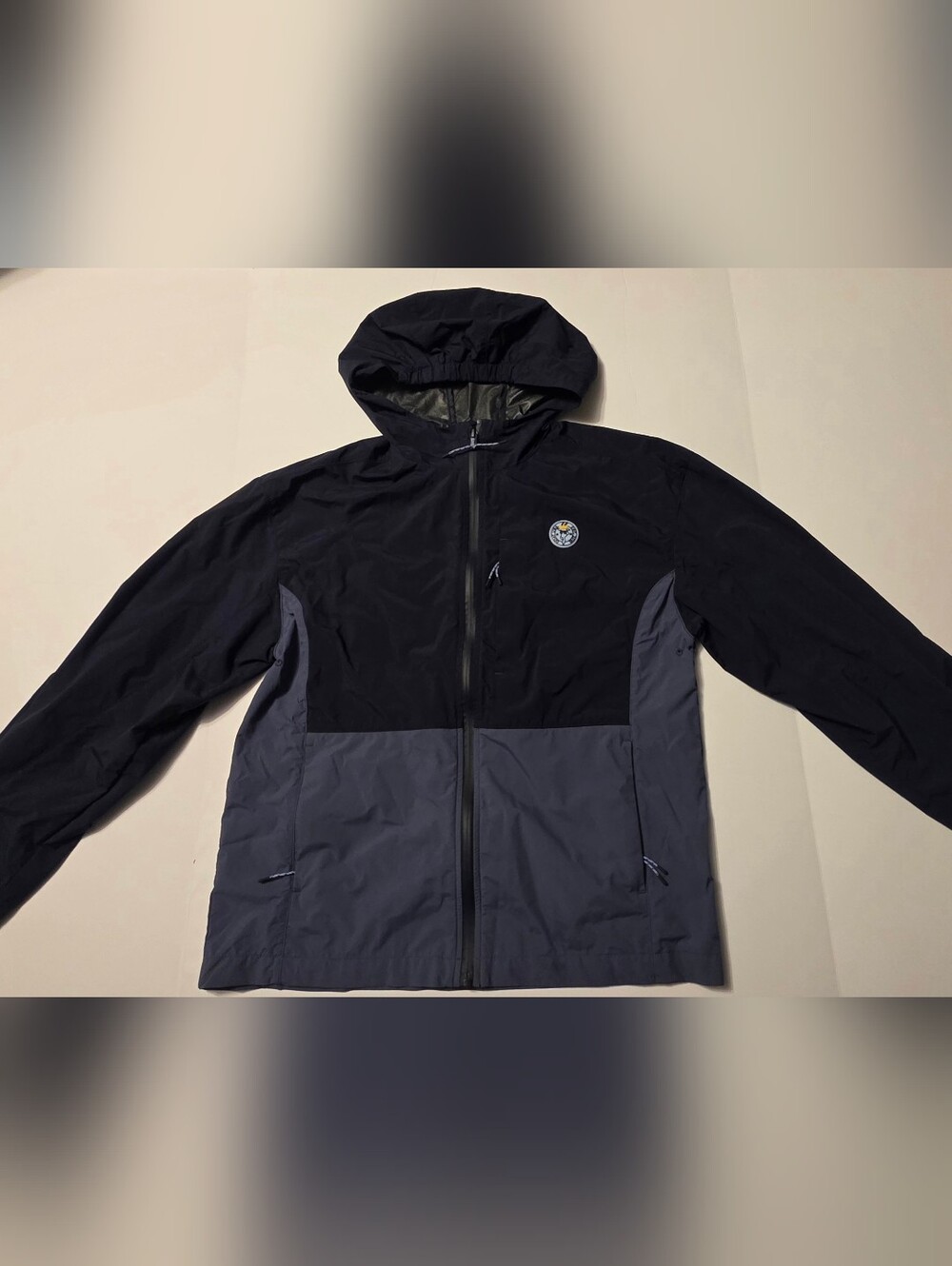Goat Usa Kids Two-Tone Hooded Raincoat - Black & Gray Size Boys Youth Large
